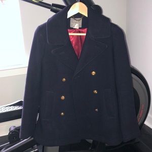 J. Crew Stadium Cloth Pea Coat Navy EUC
